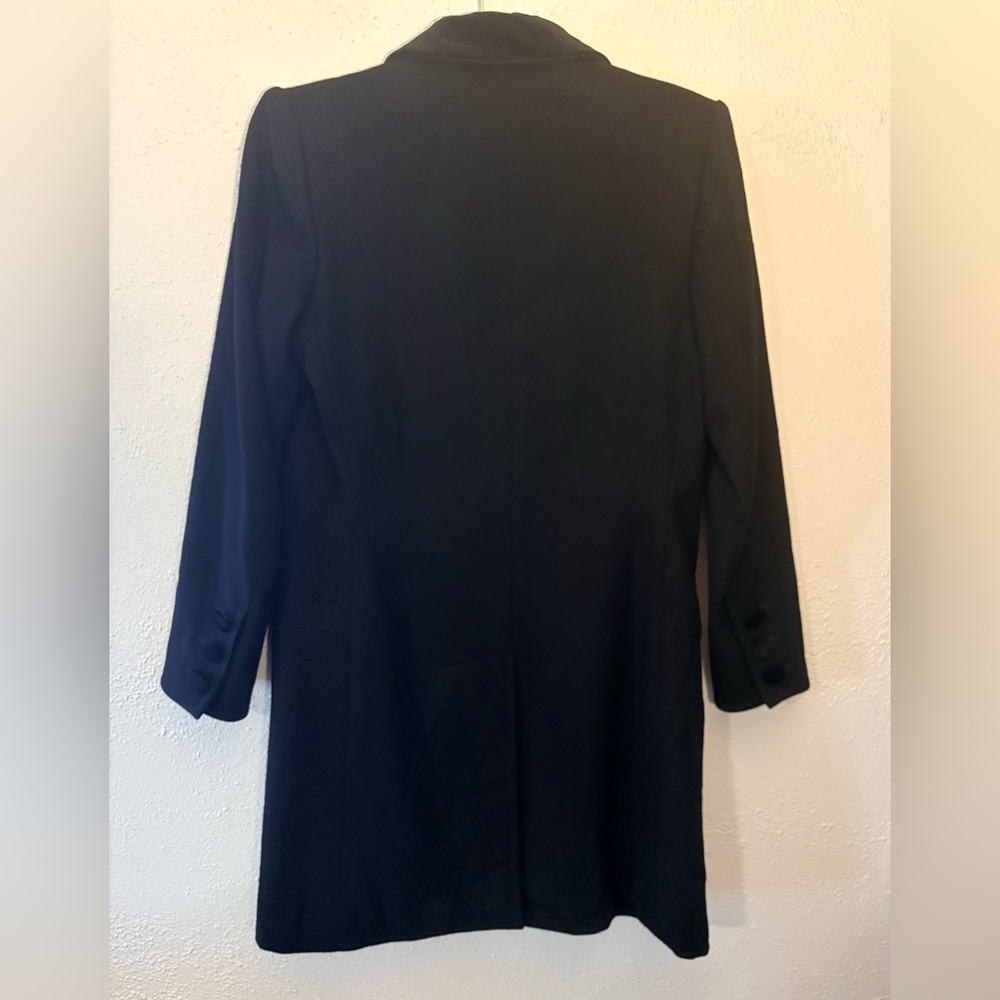 YVES SAINT LAURENT Rive Gauche Vintage Black Wool Coat Sz 38 - Picture 3 of 7